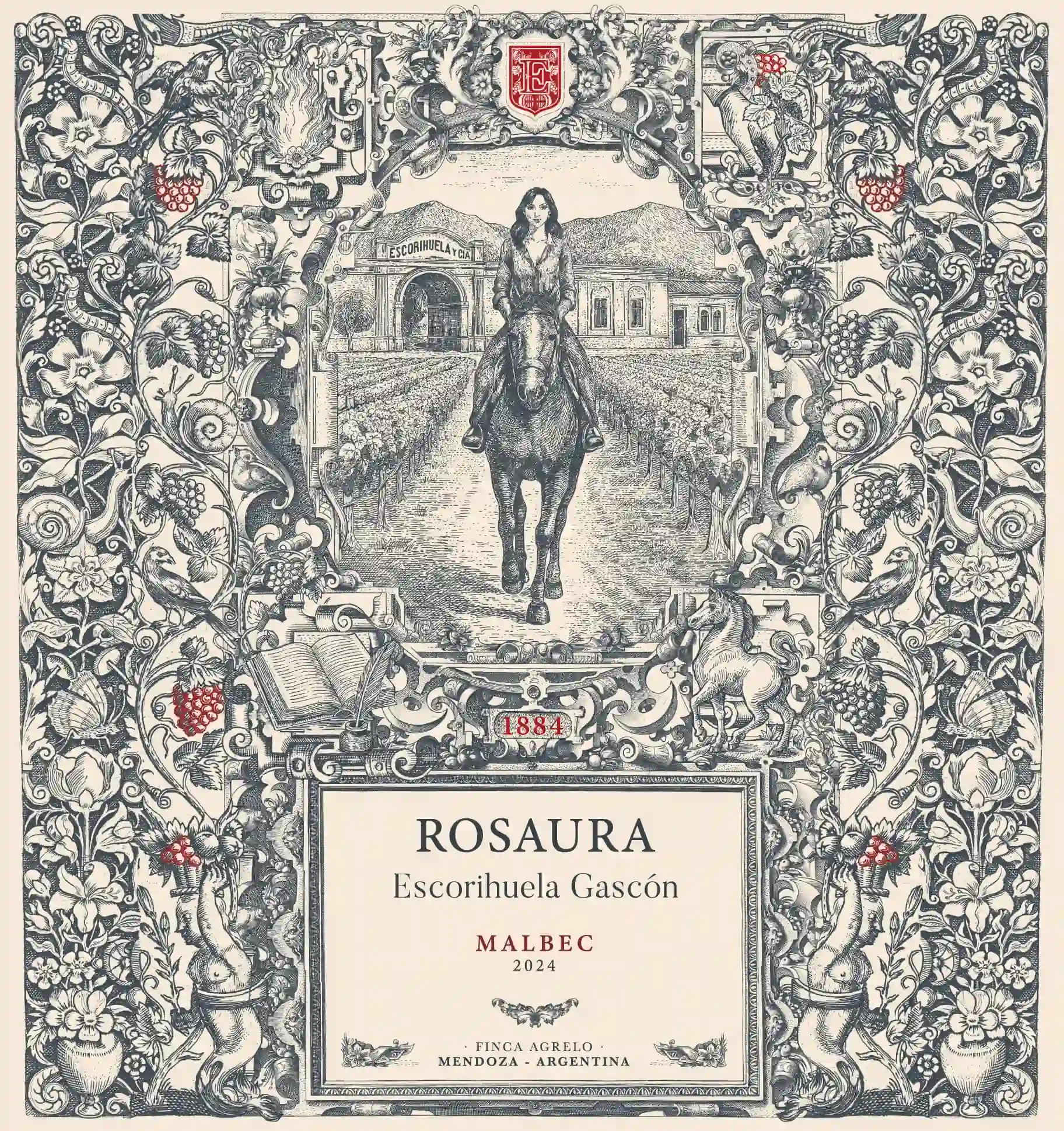 Rosaura Wine Label Illustration